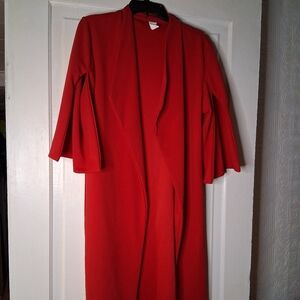 Elegant Red Open Front Cardigan